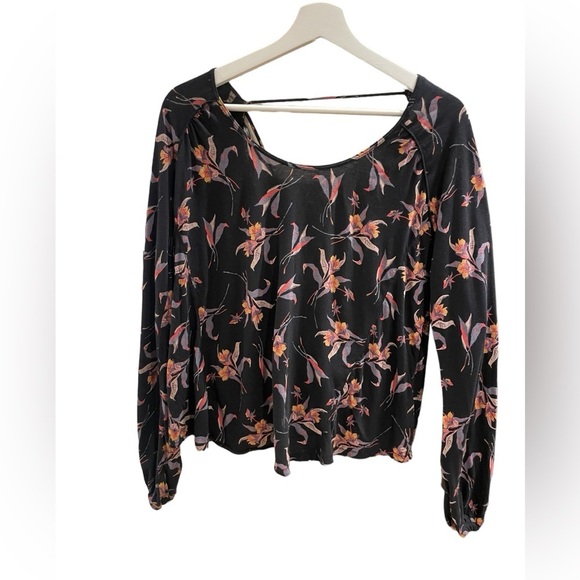 Free People Elsa Twist Open Back Strappy Floral Long Sleeve Shirt - Picture 2 of 8